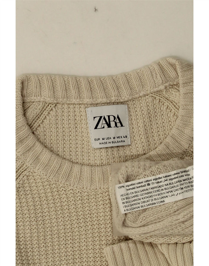 Zara muški džemper s okruglim izrezom, srednje bež pamuk