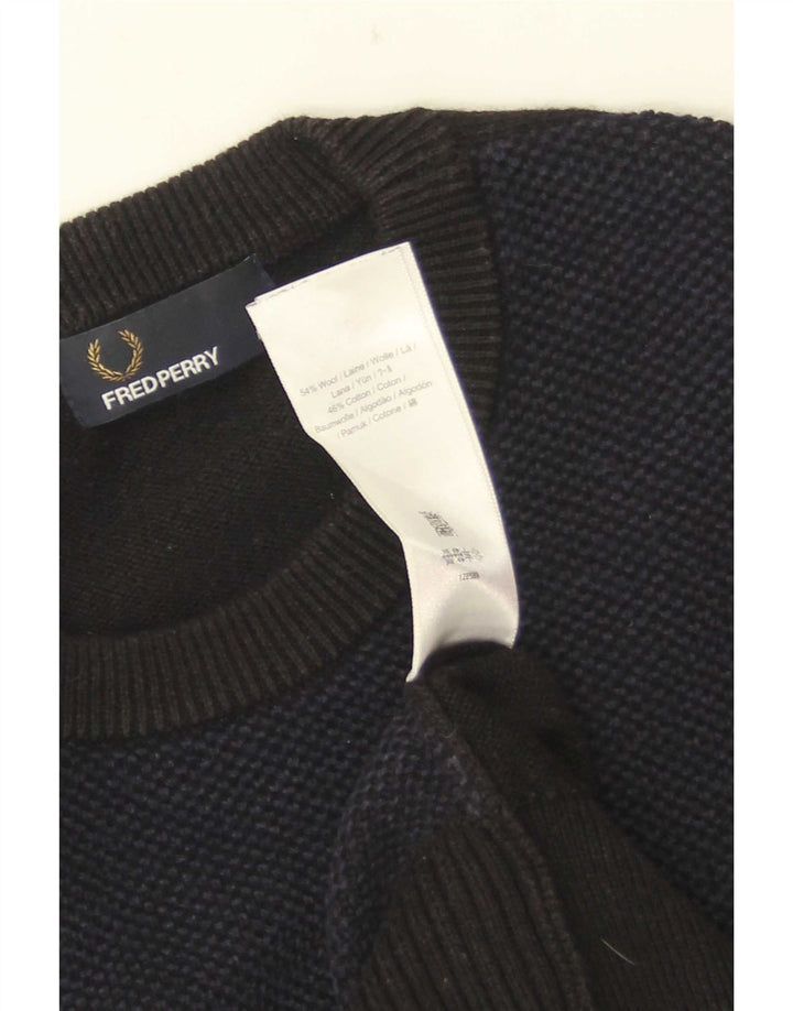Fred Perry, muški džemper s okruglim izrezom, veliki tamnoplavi vuneni pulover