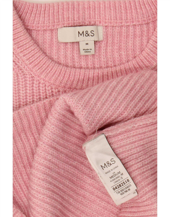 Marks & Spencer ženski džemper s veznim izrezom UK 14 srednje ružičasti poliester