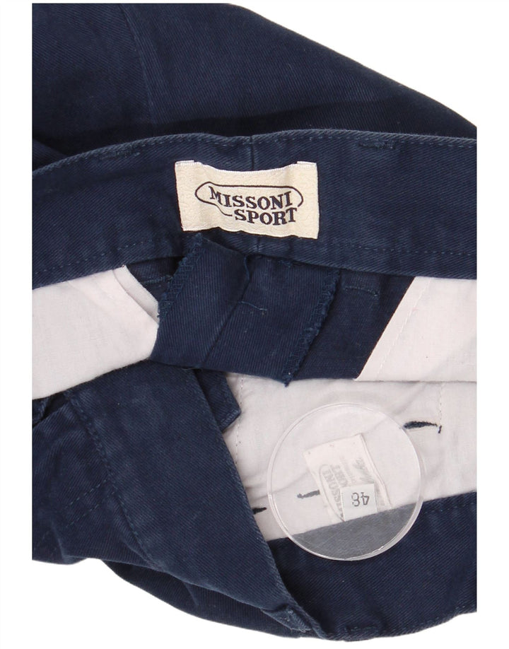 MISSONI muške hlače s štipaljkama IT 48 srednje W30 L30 tamnoplavi pamuk