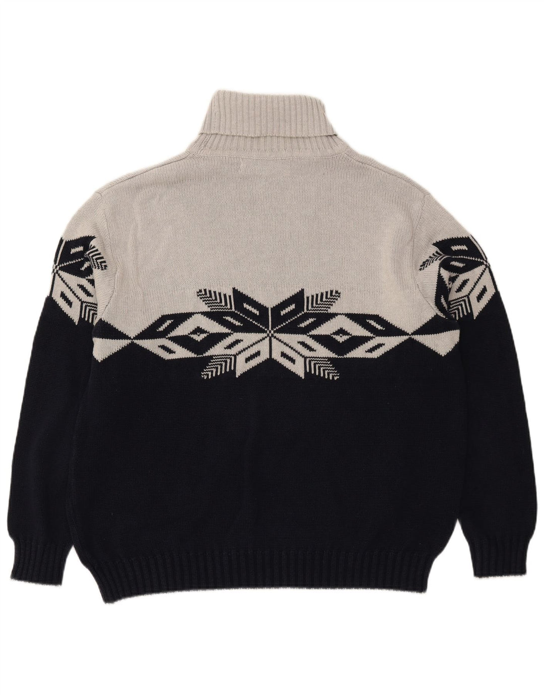 TOM TAILOR Mens Roll Neck Jumper Sweater XL Grey Fair Isle Cotton