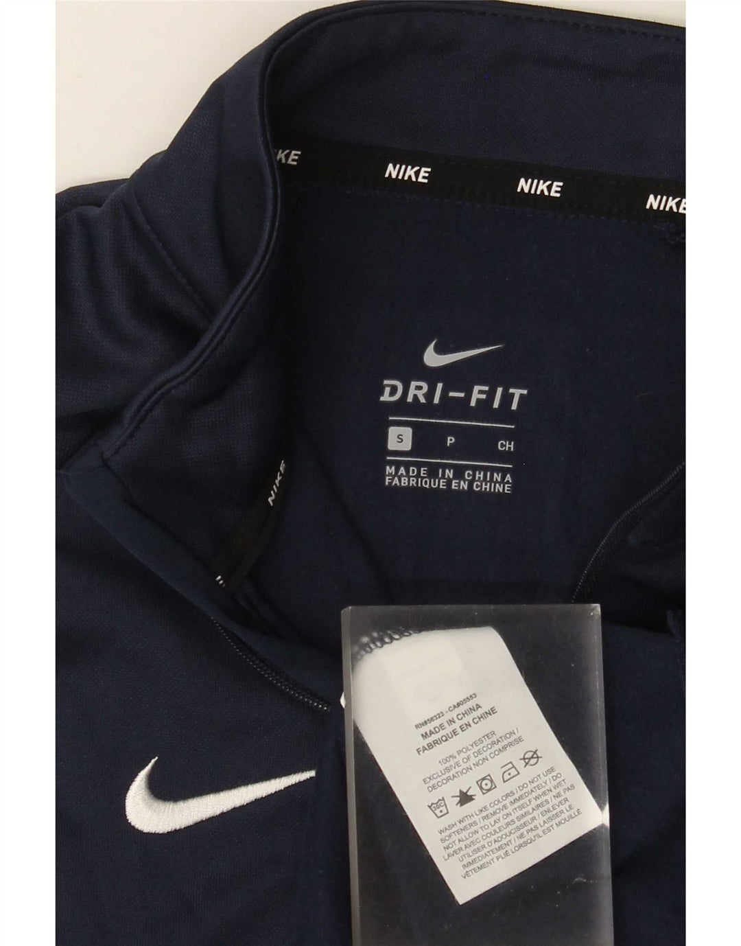 Nike Dri Fit majica s kratkim izrezom s patentnim zatvaračem Mali tamnoplavi poliester