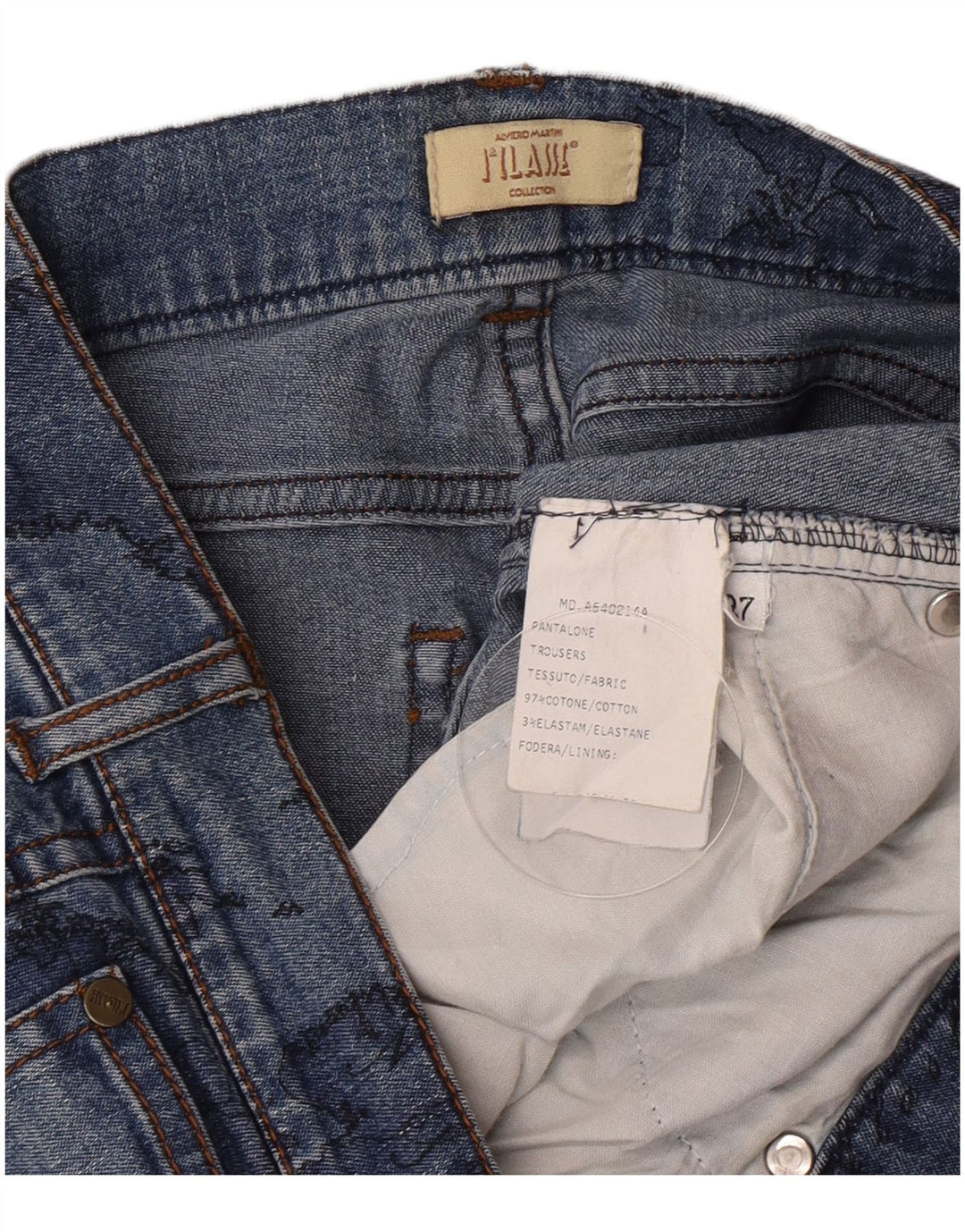 ALVIERO MARTINI Ženske Graphic Bootcut traperice W27 L27 Plavi pamuk