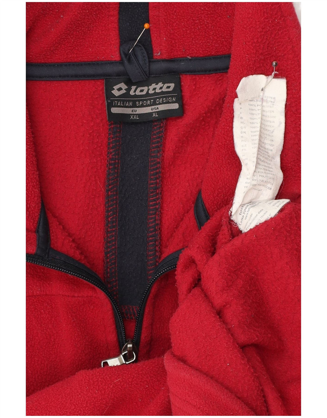 LOTTO muški džemper od flisa s patentnim izrezom 2XL, crveni poliester