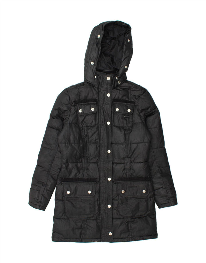 BARBOUR Womens Hooded Padded Coat UK 8 Small  Black Vintage Barbour and Second-Hand Barbour from Messina Hembry 