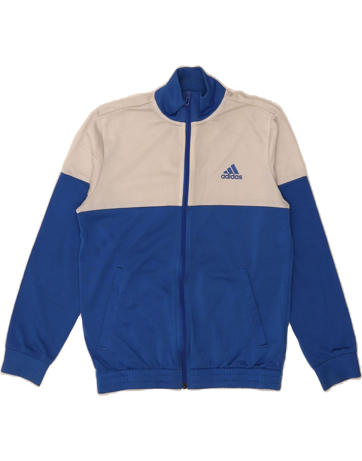 ADIDAS Boys Tracksuit Top Jacket 11-12 Years Blue Colourblock Polyester Vintage Adidas and Second-Hand Adidas from Messina Hembry 