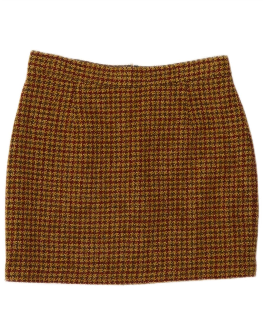 Vintage ženska mini suknja IT 46 Large W30 Smeđa vuna u obliku ptičje zube