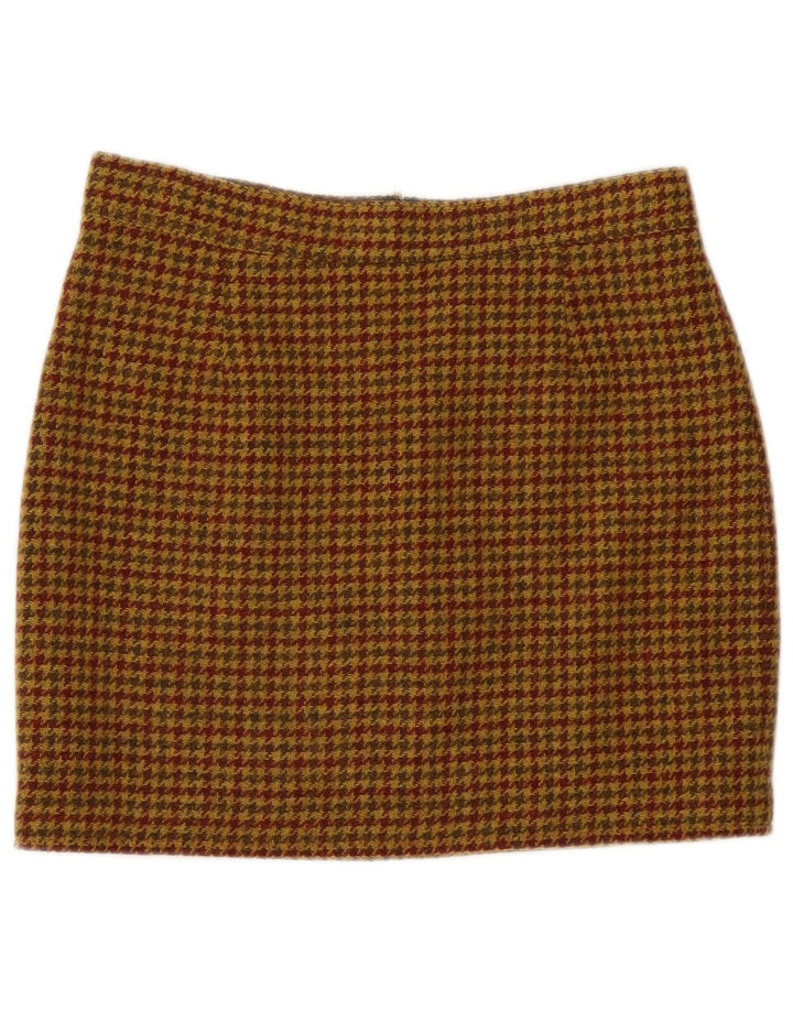 Vintage ženska mini suknja IT 46 Large W30 Smeđa vuna u obliku ptičje zube