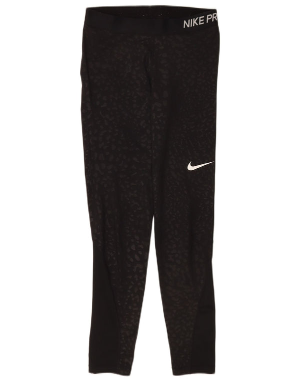 Nike Ženske Dri Fit grafičke tajice UK 12 Srednje crne sa životinjskim printom