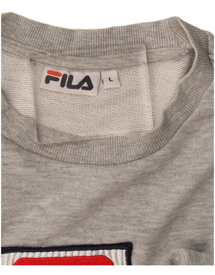 FILA Womens Graphic Sweatshirt Jumper UK 16 Large Grey Flecked