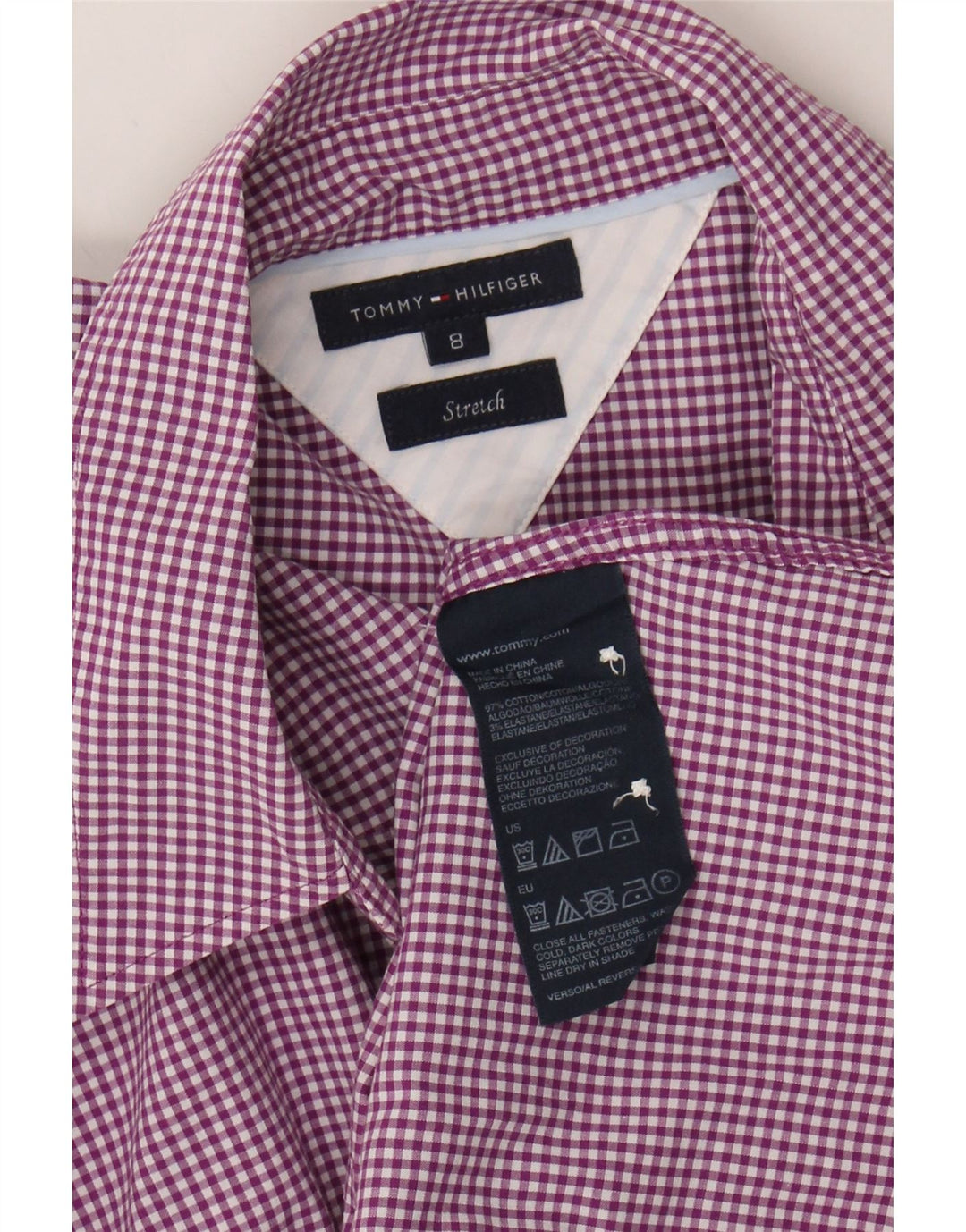 TOMMY HILFIGER Womens Shirt US 8 Medium Purple Gingham Cotton Vintage Tommy Hilfiger and Second-Hand Tommy Hilfiger from Messina Hembry 