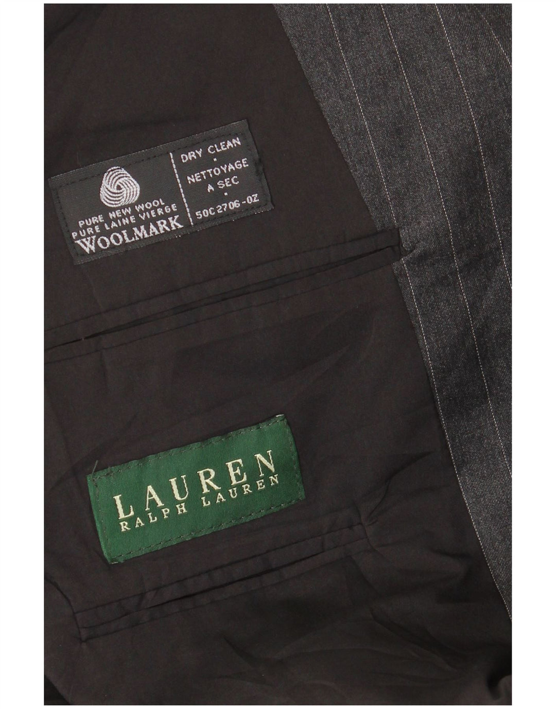 Ralph Lauren muški sako sa 2 gumba UK 42 XL siva vunena prugasta jakna