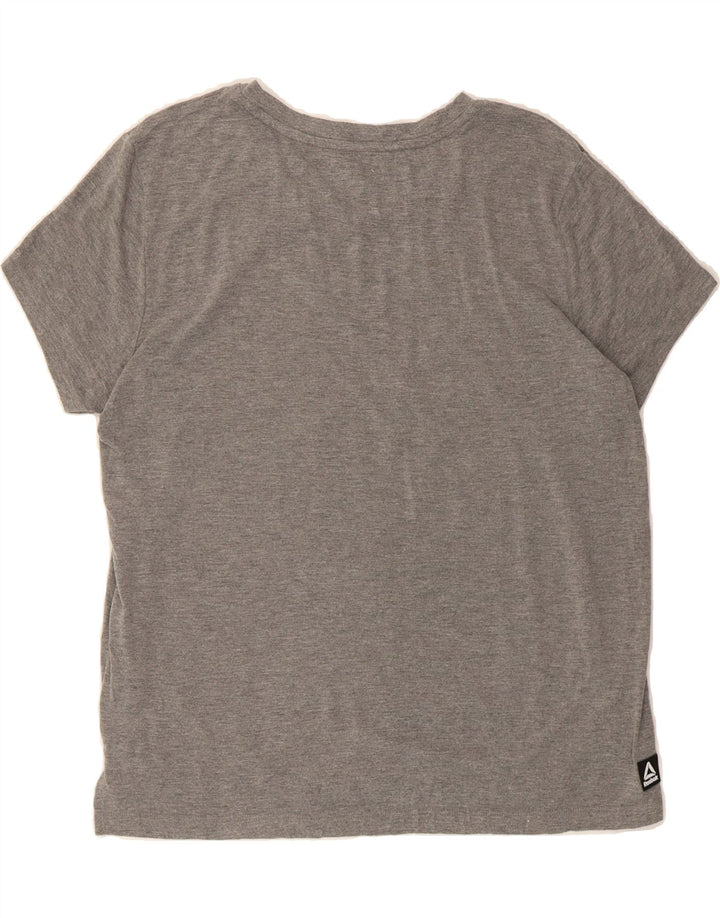 REEBOK Womens Graphic T-Shirt Top UK 16 Large Grey Vintage Reebok and Second-Hand Reebok from Messina Hembry 