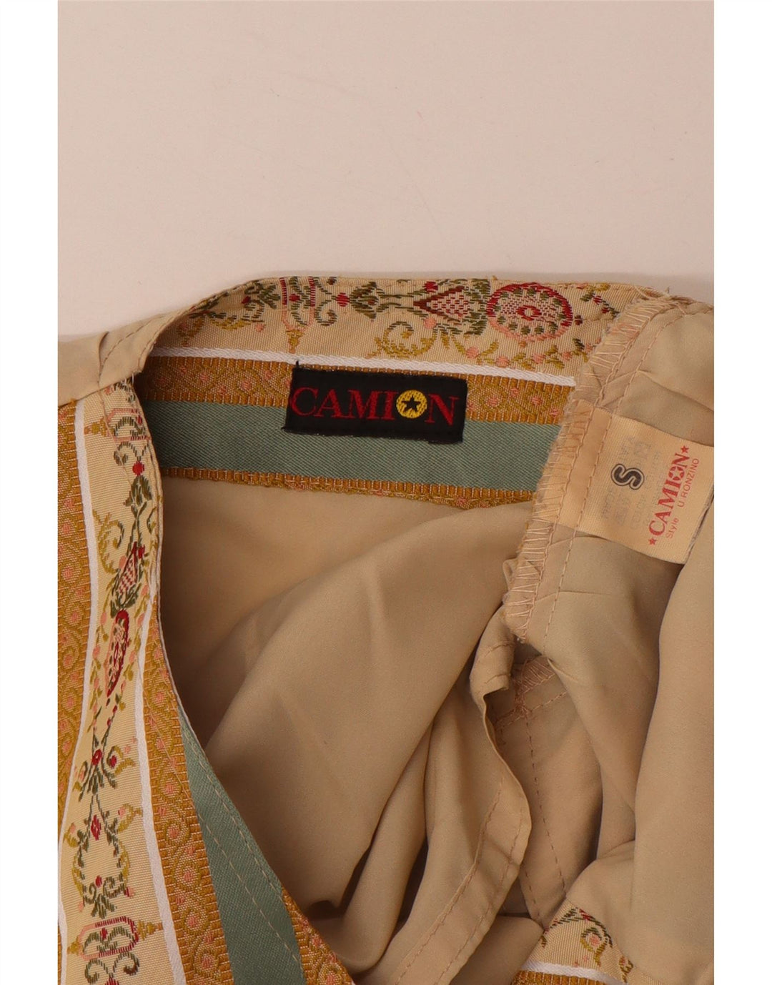 VINTAGE ženski prsluk UK 10 Small Beige Fair Isle Cotton