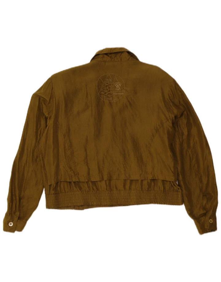 Vintage ženska prevelika bomber jakna s dvostrukim kopčanjem UK 10 Mala kaki boja