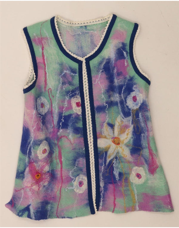 Vintage Womens Cardigan Top UK 12 Medium Multicoloured Floral