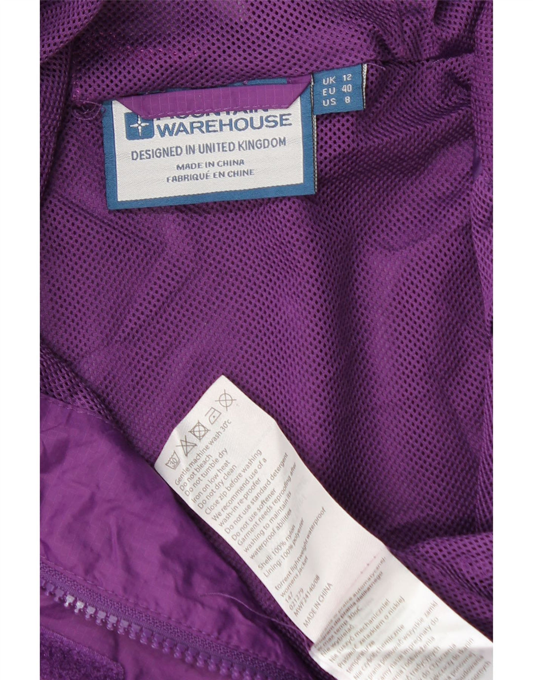Mountain Warehouse ženska kišna jakna s kapuljačom UK 12 srednje ljubičasta najlonska boja