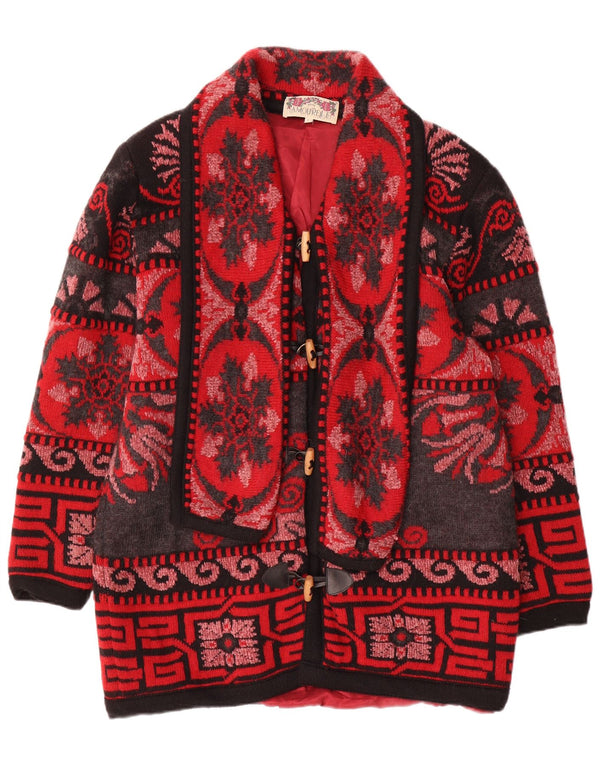 Amourelle ženski pleteni duffle kaput UK 16 Large Red Fair Isle akril