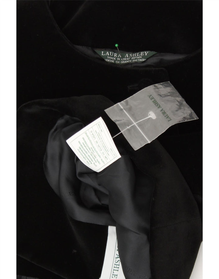 LAURA ASHLEY Ženska baršunasta jakna sa 6 gumba Bolero UK 10 Mali crni pamuk