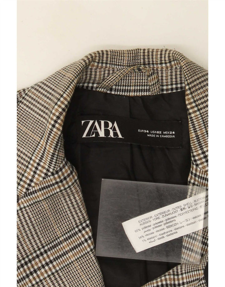 Zara ženski sako sa 1 gumbom EU 34 2XS sivi karirani poliester