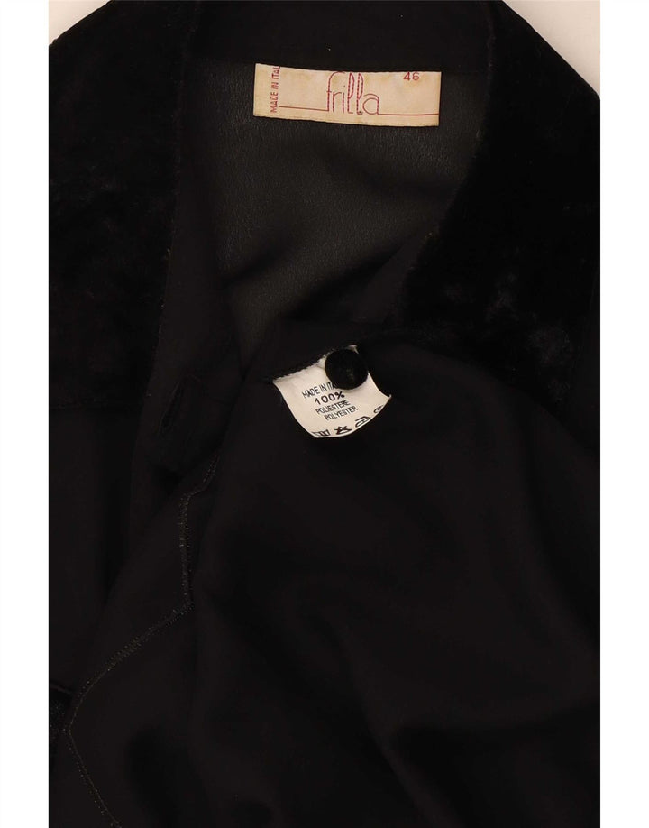 Vintage ženska košulja bluza IT 46 veliki crni prugasti poliester