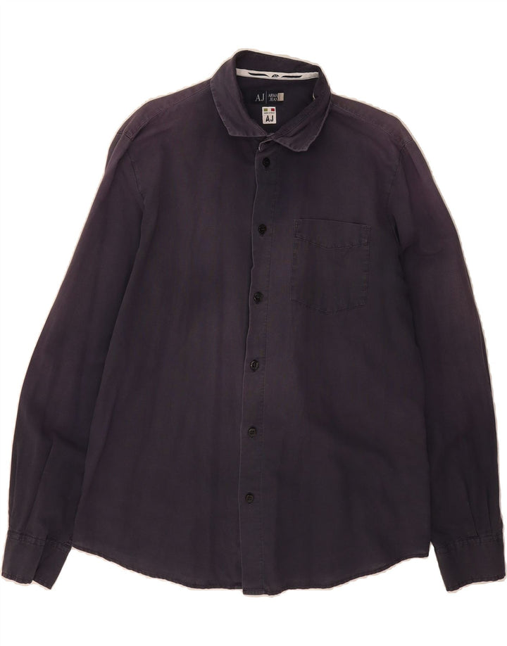 ARMANI JEANS Mens Shirt Large Navy Blue Vintage Armani Jeans and Second-Hand Armani Jeans from Messina Hembry 