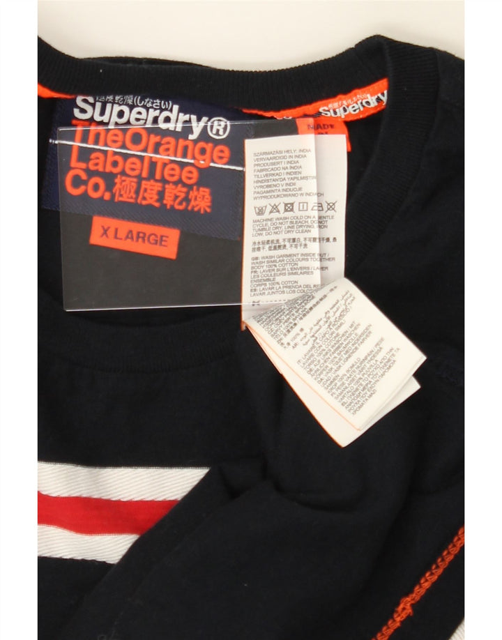 SUPERDRY Mens T-Shirt Top Medium Black Striped Cotton Vintage Superdry and Second-Hand Superdry from Messina Hembry 