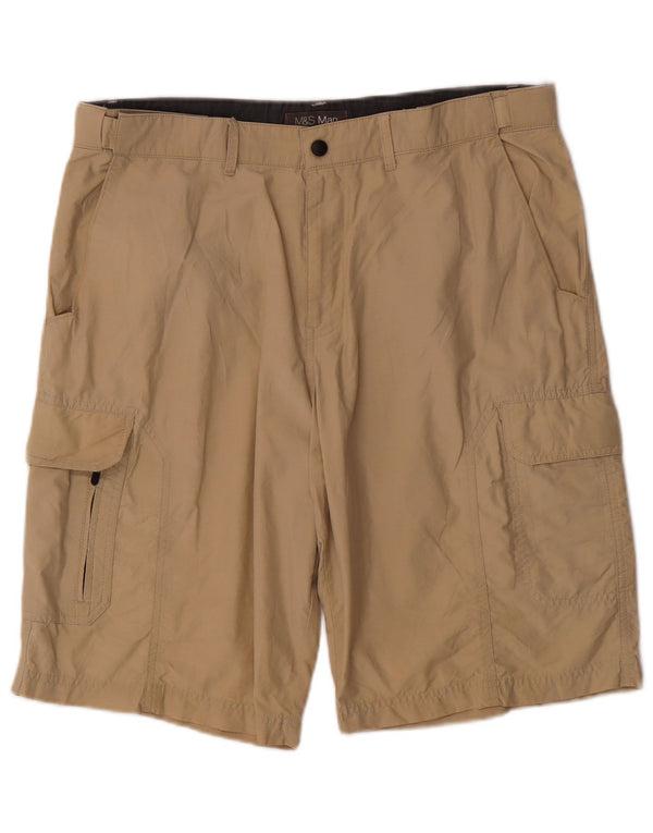 Marks & Spencer Mens Cargo Shorts W36 Large Beige Cotton