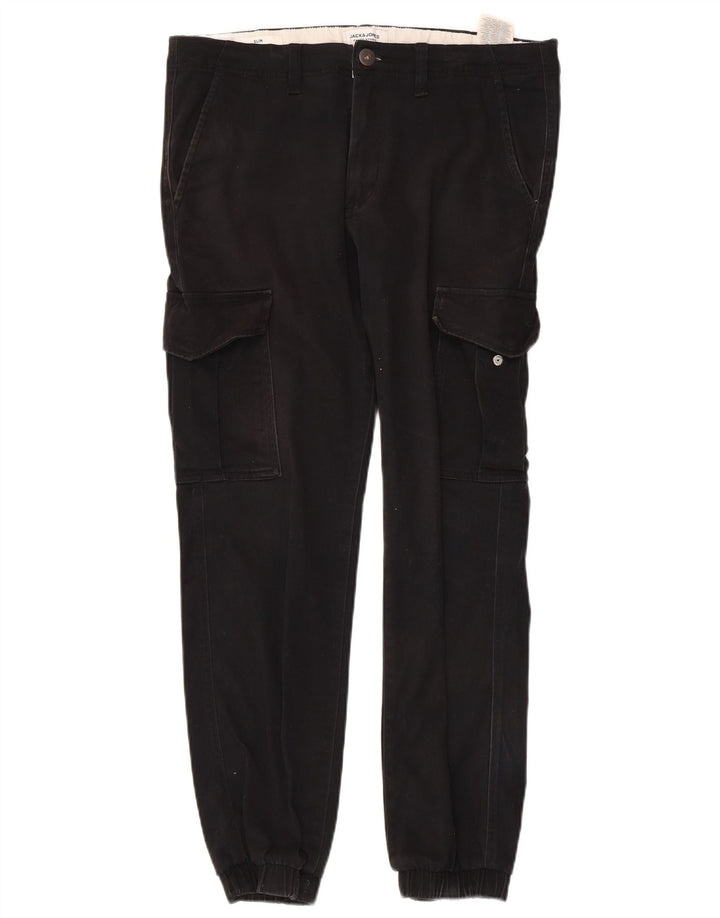 JACK & JONES Muške Joggers Cargo hlače W32 L28 crni pamuk