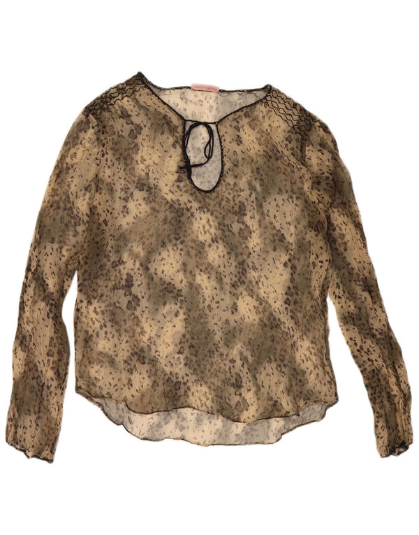Mariella Burani Womens Loose Fit Blouse Top UK 10 Small Beige Animal Print