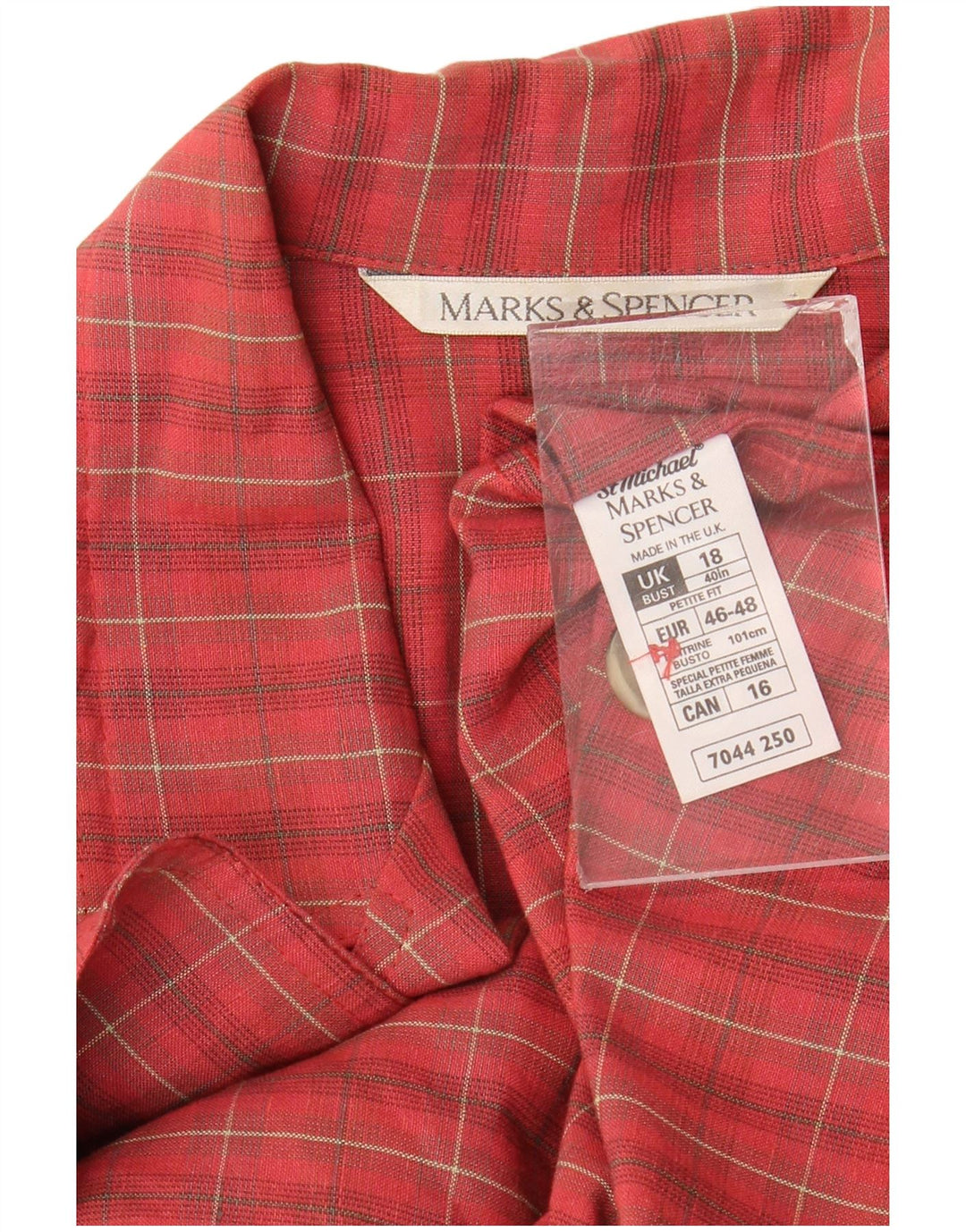 MARKS & SPENCER Ženska jakna s 3/4 rukavima UK 18 XL Crveni karirani