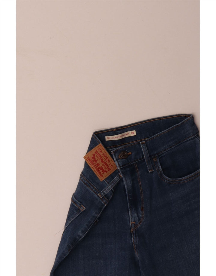 LEVI'S Ženske 724 visoke kratke traperice visokog struka W26 L25 plavi pamuk