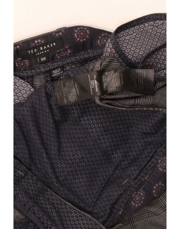 Ted Baker muške uske ležerne hlače W32 L31 sivi karirani poliester