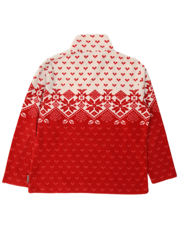 F.LLI Campagnolo ženski flis džemper s patentnim izrezom UK 18 XL Red Fair Isle