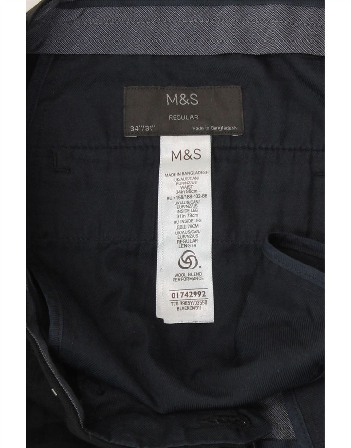 Marks & Spencer muške ležerne hlače regularnog kroja W34 L31 crni poliester