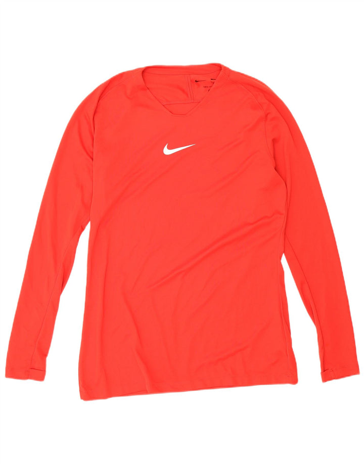 Nike muška Dri Fit Slim Fit grafička majica dugih rukava, veliki crveni poliester
