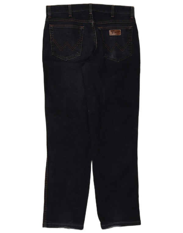 WRANGLER Muške rastezljive ravne traperice Texas W34 L31 tamnoplavi pamuk