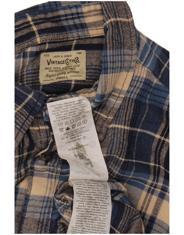 JACK & JONES Muška flanelska košulja, mali plavi karirani pamuk