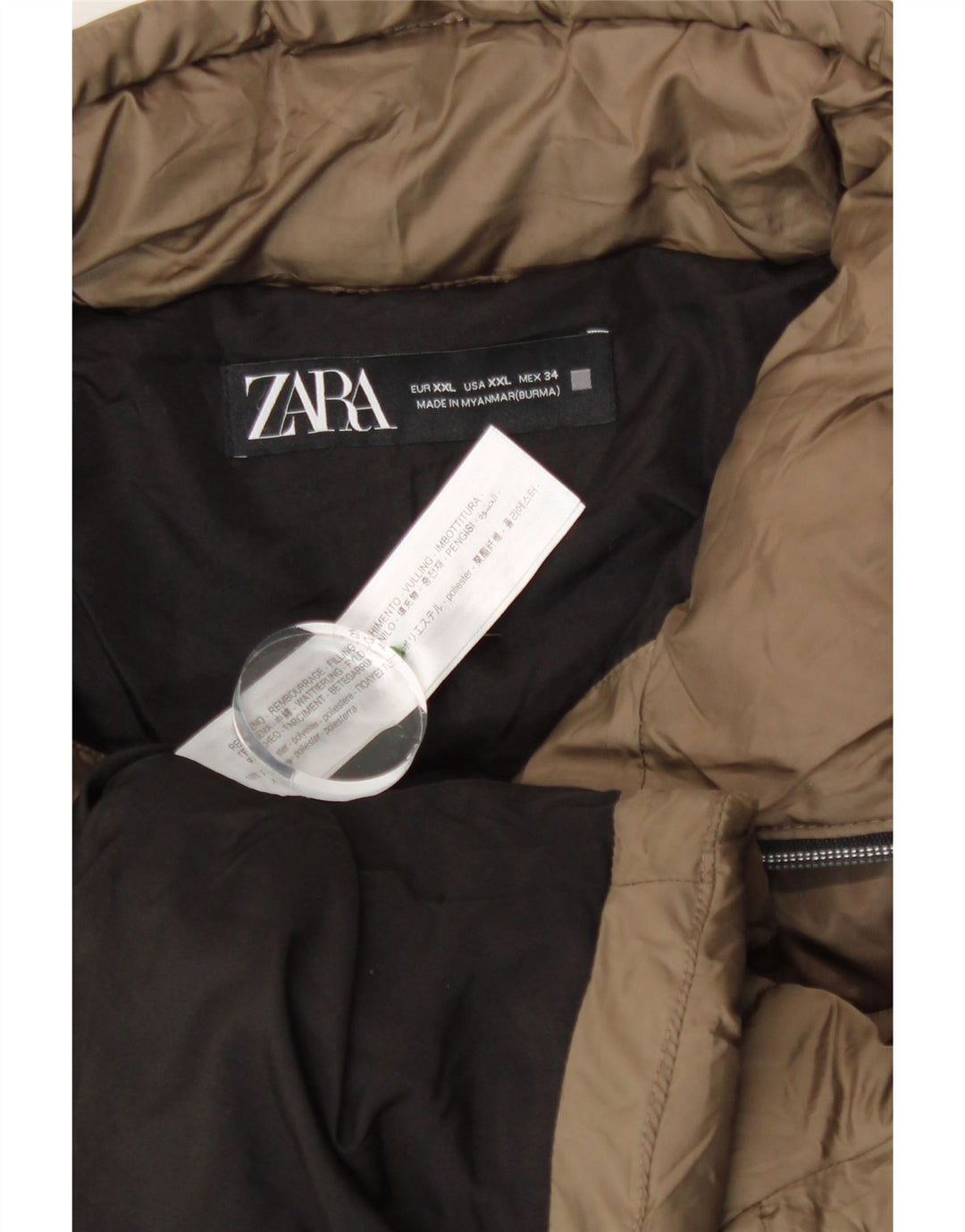 Zara ženska kratka podstavljena jakna UK 20 2XL kaki poliester