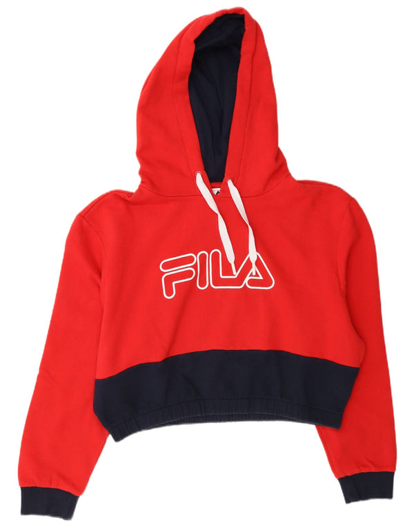 Fila Ženska skraćena majica s kapuljačom UK 18 XL Red Colourblock