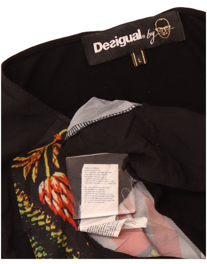 DESIGUAL Ženska majica dugih rukava s grafikama UK 14 Velika crna cvjetna viskoza