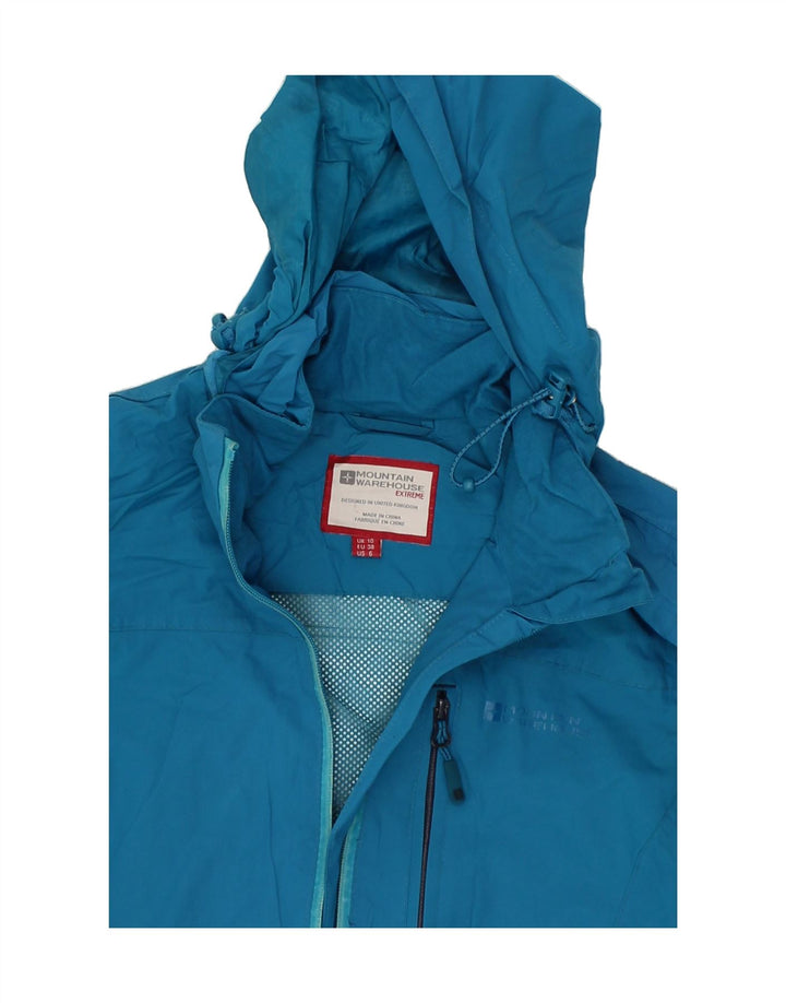 MOUNTAIN WAREHOUSE Womens Hooded Rain Jacket UK 10 Small Blue Polyester Vintage Mountain Warehouse and Second-Hand Mountain Warehouse from Messina Hembry 