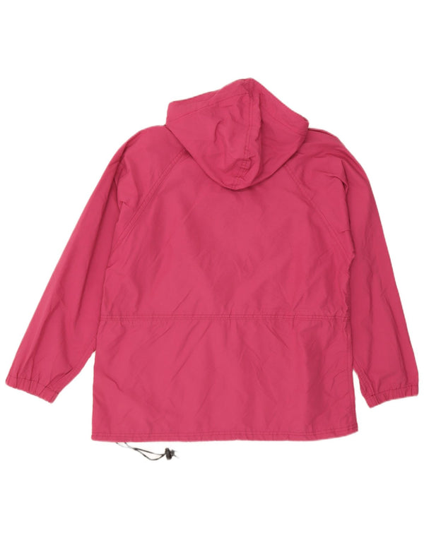 L.L.Bean Womens Hooded Pullover Rain Jacket UK 14 Medium Pink Nylon