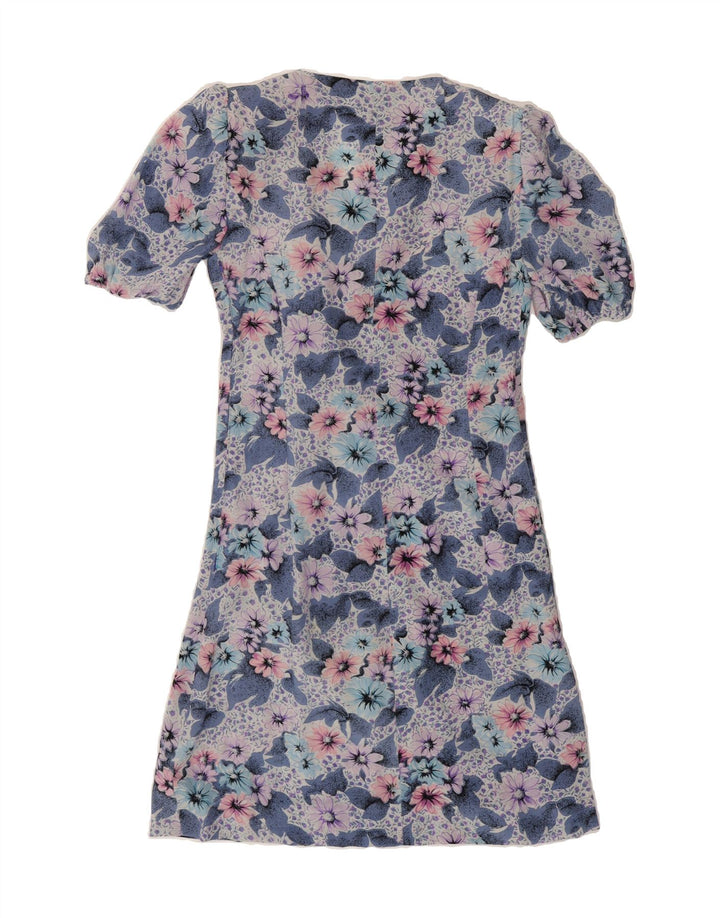 VINTAGE Womens Wrap Dress UK 12 Medium Blue Floral Vintage Vintage and Second-Hand Vintage from Messina Hembry 