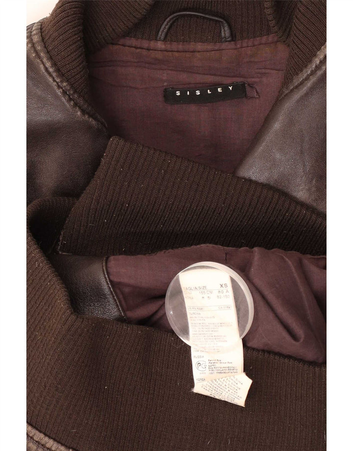 Sisley ženska bomber kožna jakna UK 6 XS smeđa koža