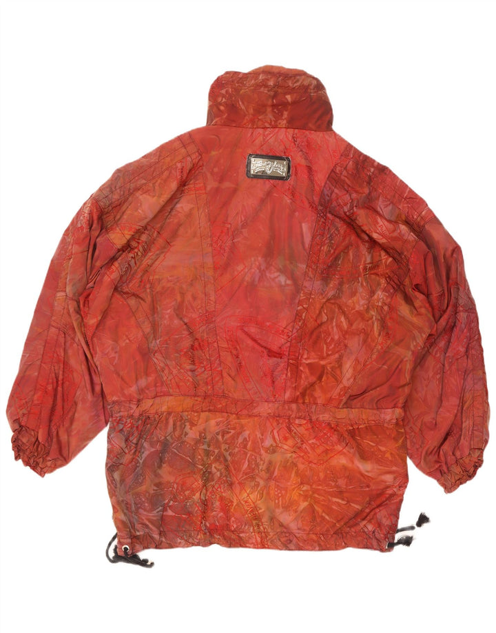 Vintage ženska anorak jakna širokog kroja s apstraktnim uzorkom UK 44 2XL crvena