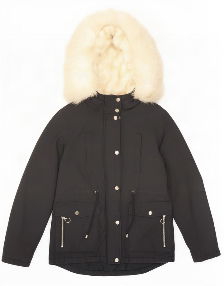 Topshop ženska jakna parka s kapuljačom UK 8, mali crni poliester