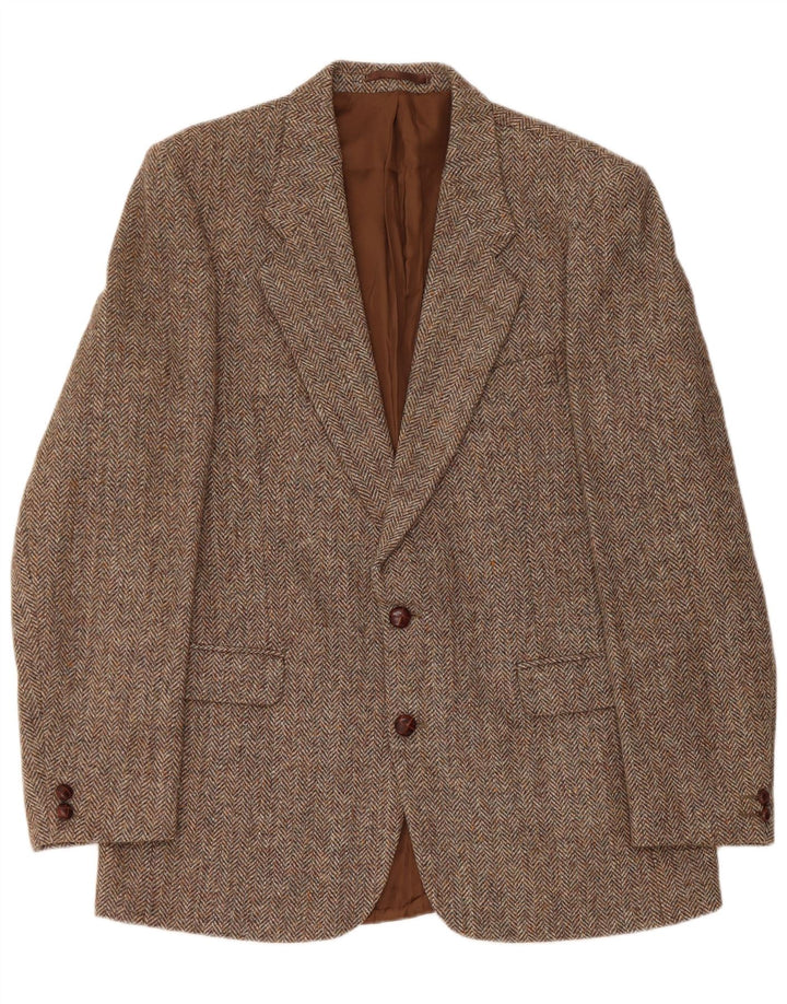 Harris Tweed Muški sako sa 2 gumba UK 42 XL Smeđa vuna riblja kost