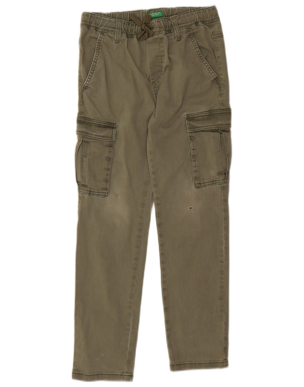 Benetton Boys Slim Cargo hlače 8-9 Years Large W24 L23 kaki pamuk