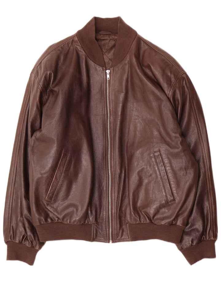 Vintage muška bomber kožna jakna IT 48 srednje smeđe kože
